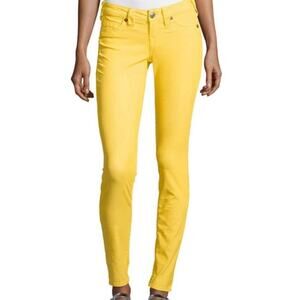 True Religion Yellow Corduroy Skinny Jeans Low Rise Stretch Size 28